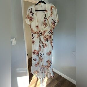 Wrap tie floral dress